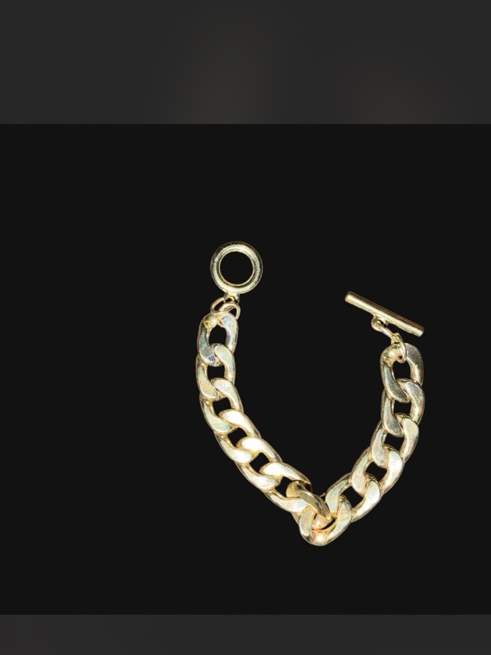 Gold Curb Chain Toggle Bracelet - Women Jewelry